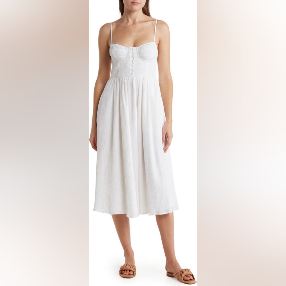 ASTR the Label Ferreira Button Linen Midi Dress